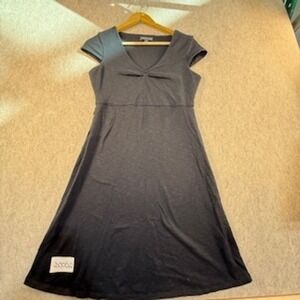 Toad&Co Womens Black V-Neck Empire Waist Cap Sleeve A-Line Jersey Dress Size S